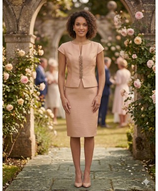 TRAJE DE CHAQUETA DE FIESTA CORTO SILVIA ROSA DE MADRINA     ESTHEFAN