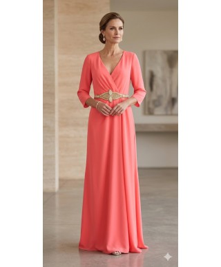 VESTIDO  DE FIESTA GRAZIELI   LARGO  ROSA DE MADRINA EVASSE