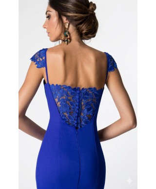 VESTIDO DE FIESTA CORTO ELBA  AZUL   DE INVITADA    CLAUDIA MATA