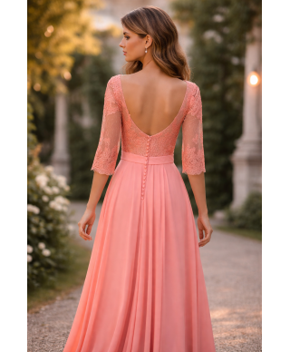 VESTIDO  DE FIESTA LARGO COSIMA  CORAL    JOYCE