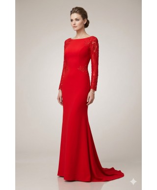 VESTIDO DE FIESTA  EUGUENIA  LARGO ROJO DE INVITADA   FARA