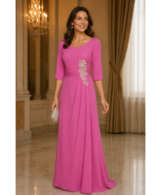 VESTIDO AMALIA  LARGO MALVA