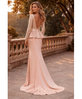 VESTIDODE FIESTA  TAINA  LARGO  ROSA  DE INVITADA NUDE X&M