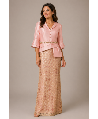 VESTIDO  DE FIESTA MARGARITA  LARGO  ROSA DE MADRINA    MOURIÑO