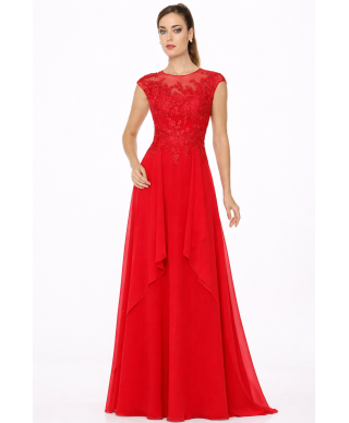VESTIDO DE FIESTA  AIDA LARGO ROJO DE INVITADA   X&M