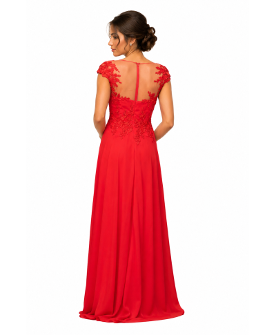VESTIDO DE FIESTA  AIDA LARGO ROJO DE INVITADA   X&M
