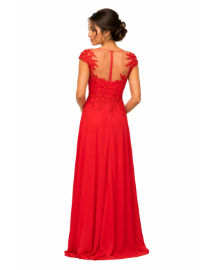 VESTIDO DE FIESTA  AIDA LARGO ROJO DE INVITADA   X&M