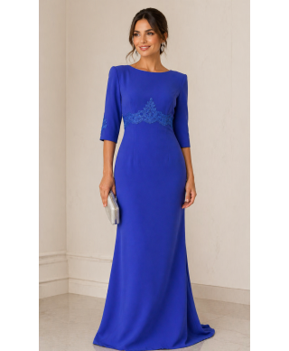 VESTIDO DE FIESTA LARGO    DAFNE AZUL KLEIN DE MADRINA    MARIA BORDALLO