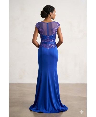 VESTIDO DE FIESTA  LARGO KAREN   AZUL KLEIN DE MADRINA   FRAN RIVERA