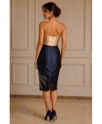 VESTIDO DE FIESTA  CORTO  WHITNEY AZUL MARINO DE MADRINA   MANU GARCIA