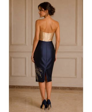 VESTIDO DE FIESTA  CORTO  WHITNEY AZUL MARINO DE MADRINA   MANU GARCIA